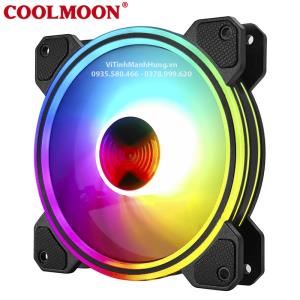 Quạt CoolMoon M1 - Fan CoolMoon M1, Led RGB 12cm, 6 pin, 1200rpm, đồng bộ hub CoolMoon.
