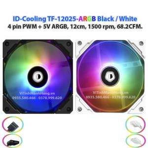 Quạt ID-Cooling TF-12025-ARGB  Black / White, 4 pin PWM + 5V ARGB, 12cm, 1500 rpm, 68.2CFM.