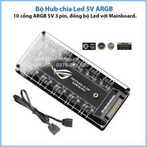 Bộ Hub chia Led 5V ARGB, 10 cổng ARGB 5V 3 pin, đồng bộ Led với Mainboard.