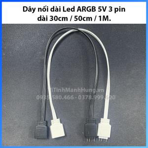Dây nối dài Led ARGB 5V - 3 pin, dài 30cm / 50cm / 1M, màu Đen / Trắng.